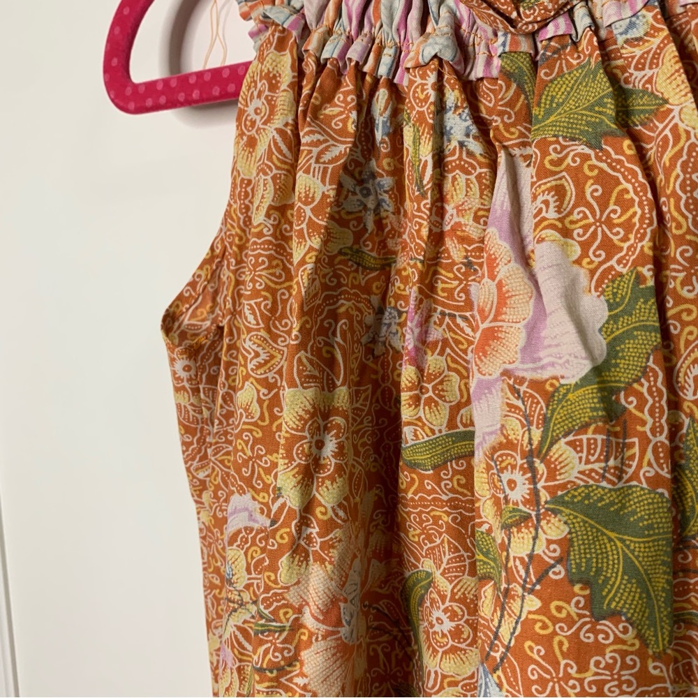 NWT Indonesia Made Mataram Rumah Batik Floral High Neck Summer Dress - Picture 4 of 10